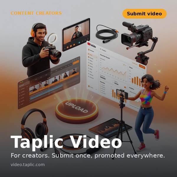 Taplic Video - For creators. Submit once, promoted everywhere.